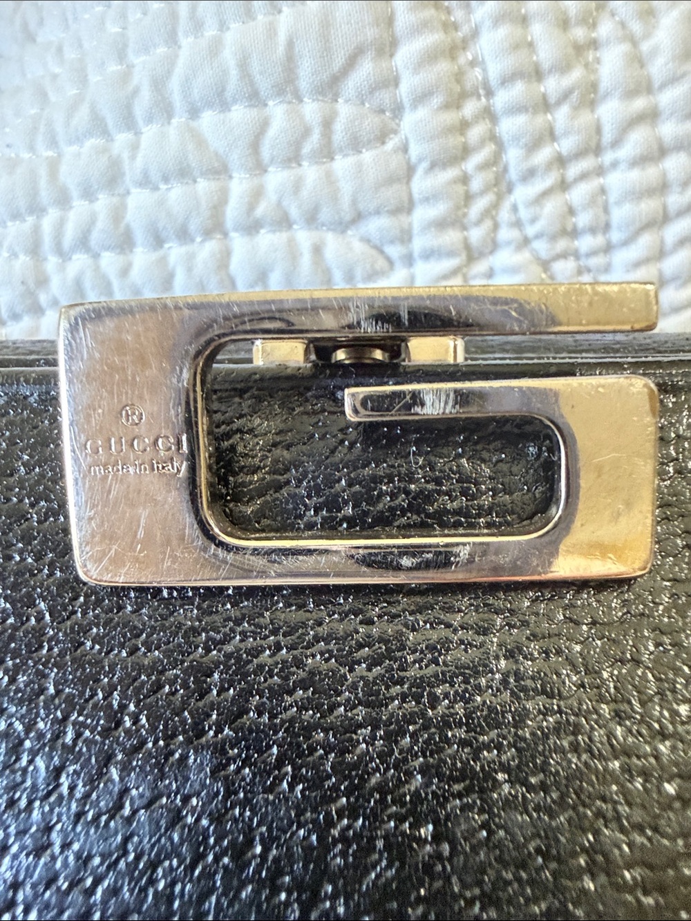 Gucci Vintage Pigskin Black Leather Women’s Wallet with Gucci G Silver Hardware - Picture 2 of 11